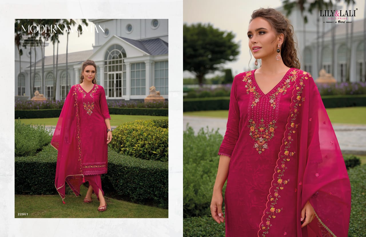 Miraan 3 By Lily Lali Jacquard Viscose Silk Readymade Suits Wholesale Price In Surat
